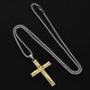 Men's Hip-Hop Titanium Steel Two-Tone Cross Pendant Necklace