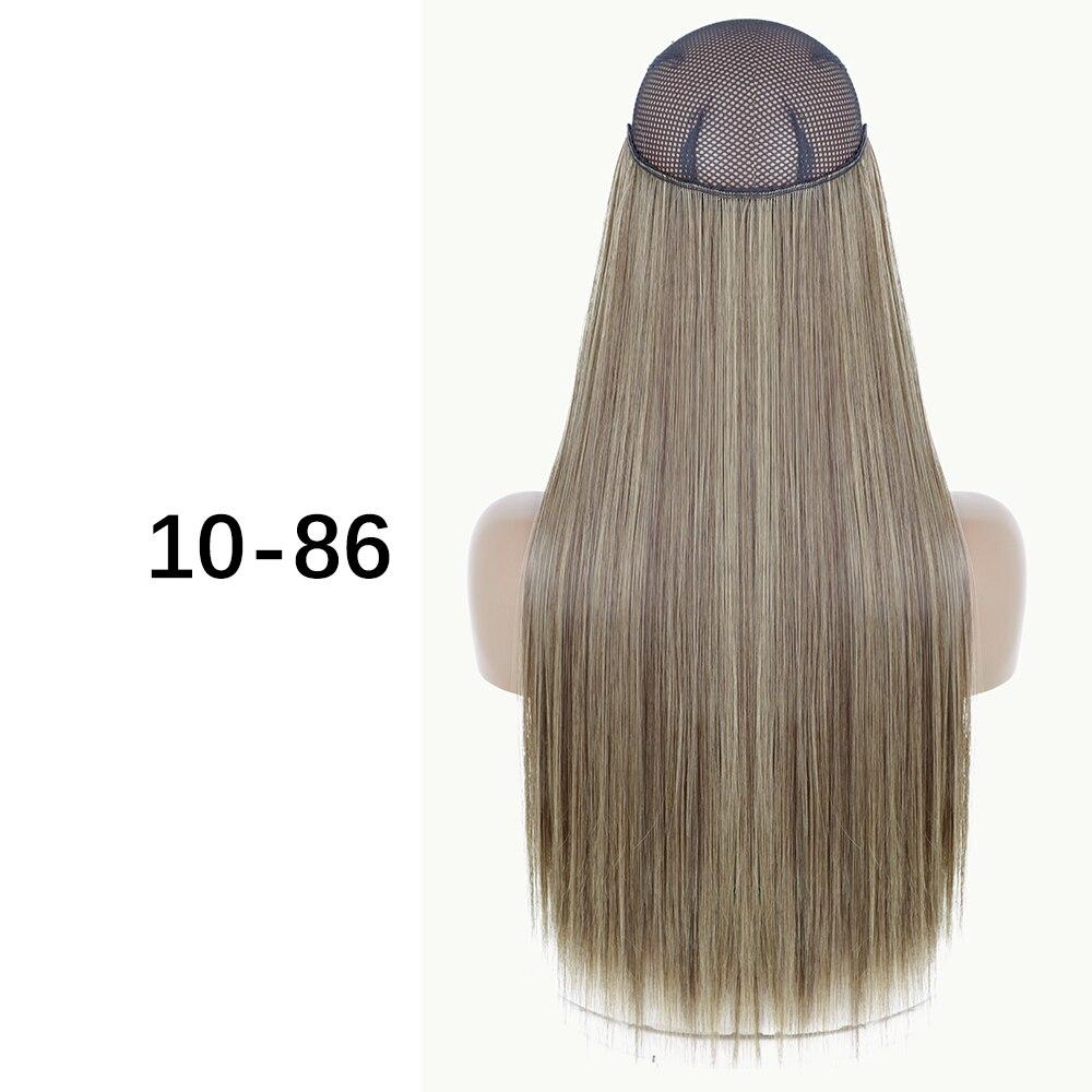 MERISIHAIR Clip-less Synthetic Hair Extensions Invisible Line Hairpiece 16 22 32 Inches Natural Black Brown Blonde for Women