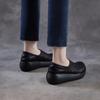 Johnature Echtes Leder Ausgeschnittene Keilsandalen mit dicker Sohle Bequeme und atmungsaktive Damen-Schlupfschuhe