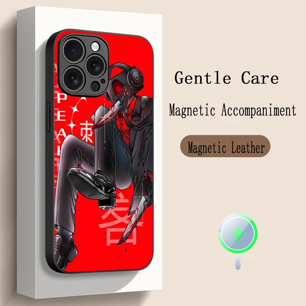 Anime Skibidi TV hot poster pattern Phone Case For iPhone 17 16 15 14 13 12 Plus Pro Max High-end Luxury Magsafe Sheepskin
