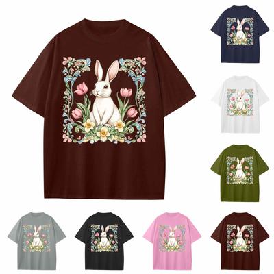 Lässiges, lockeres T-Shirt mit Osterdruck für Jungen und Mädchen, Rundhalsausschnitt, Pullover, kurzärmelig