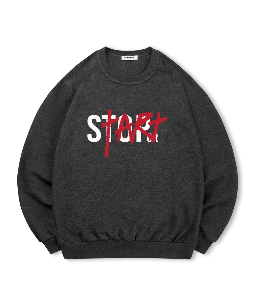 TOPBOY [Non-Fleece Or Fleece-Lined] Start Printed Sweatshirt (Type A)