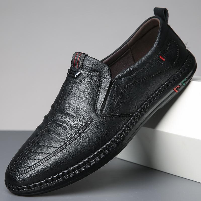 

Модная мужская повседневная кожаная обувь, модные повседневные весенне-осенние новые дизайнерские лоферы, мужская дышащая модная обувь для мужчин 38 чёрный
