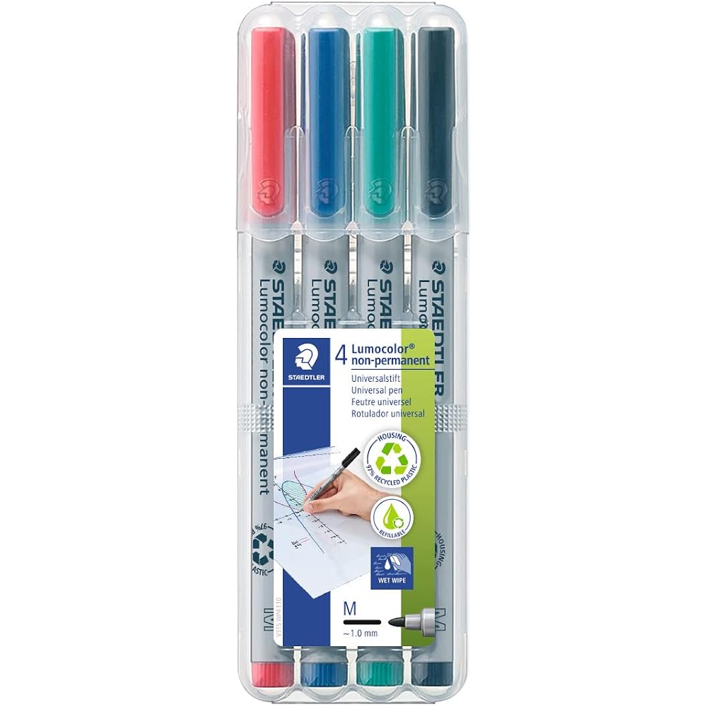 Staedtler Water-based Pen Lumo Color Fine Writing, 4 Colors, 315, WP4