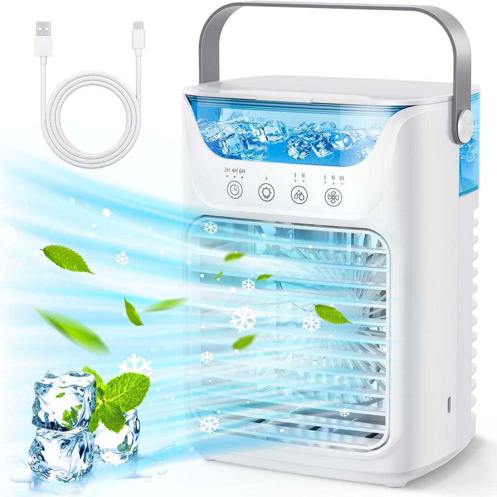 Portable 3 Speeds Air Conditioner USB Mini 7 Colors Lights Air Cooler Fan Water Cooling Fan Air Cooler For Home Office Use