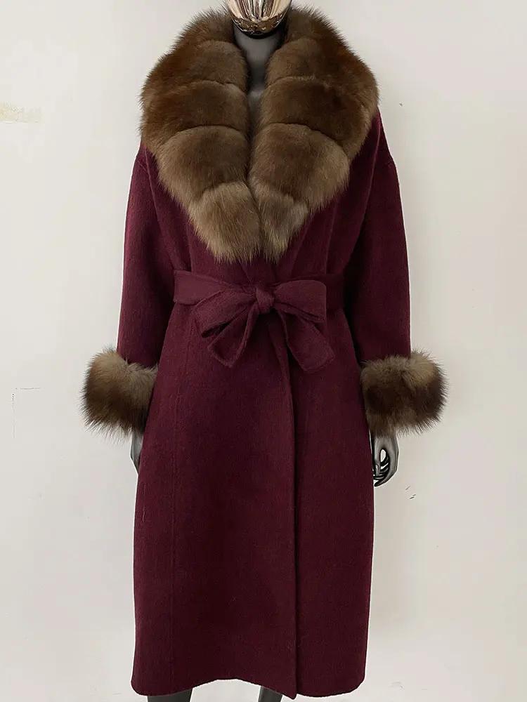 OFTBUY Wool Coat Women 2024 Autumn Winter Real Fox Fur Jacket Female Long Warm Natural Fox Fur Collar Fur Cuffs Coat Woolen Coat