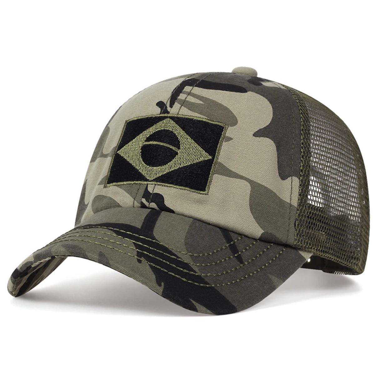 Freedom Outdoors Unisex Braziliaanse Vlag Borduurwerk Baseball Netpetten Lente en Zomer Buiten Verstelbaar Casual Petten Zonbescherming Pet Sportpet camouflage