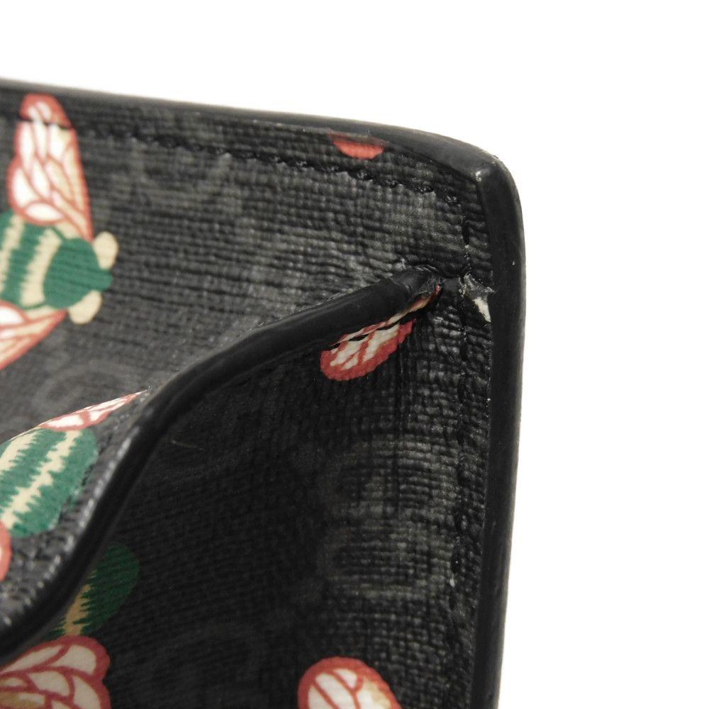 Used GG Supreme Bee Tote Bag In Black with Logo Embossed Calfskin Bee All-Over Print (Size 681298, UIEBN 1058, 7924)