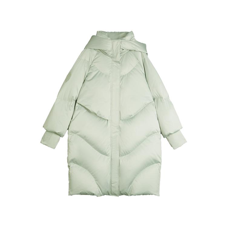 ELLE French Style Solid Color Basic Hooded Down Jacket Women outerwear Gray-Green EY49444