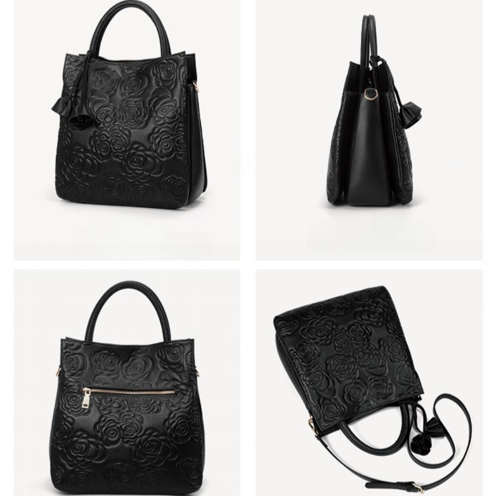 Damenmode Kamelienblüte Handtasche Große Kapazität Retro Business Umhängetasche