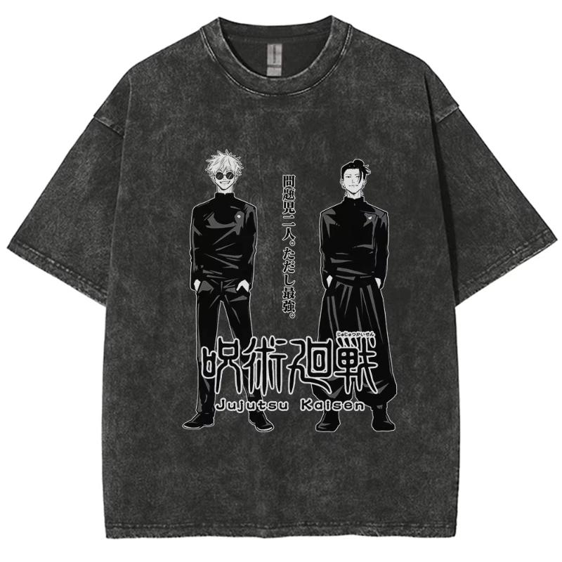 Anime Jujutsu Kaisen Geto Suguru Graphic T-Shirt Men Women Washed Tshirts Manga Vintage Streetwear Harajuku Male Cotton Tops