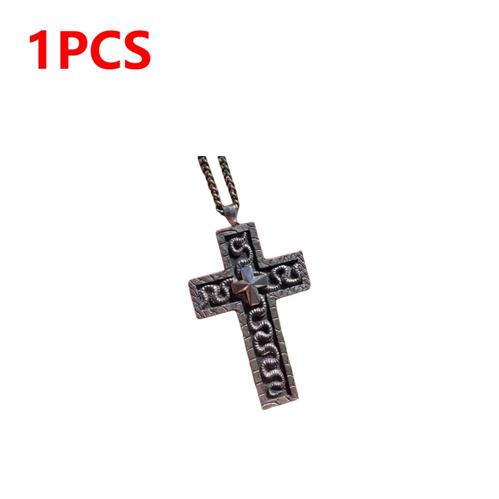 1/2/3PCS 3D Metal Charm Cross Shaped Necklace Pendant Vintage Squid Cross Necklace with Secret Compartment Fashion Jewelry Gifts