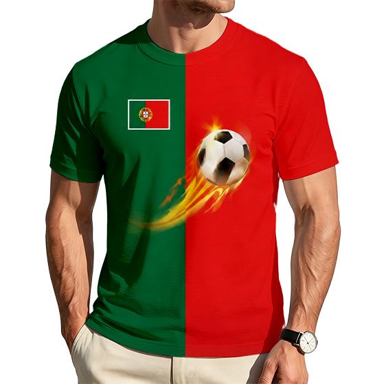 Men's Crew Neck Short Sleeve T-Shirt with Spain 2026 Football Print Casual Fit Lightweight Comfortable Design