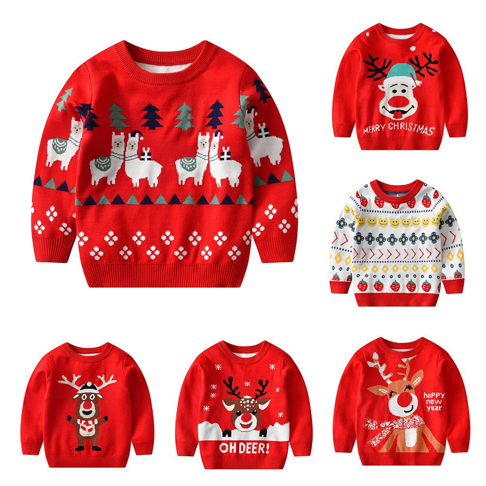 New Arrival Christmas Sweater for Girls Children's Autumn/Winter Round-Neck Knitwear Boys' Pullover