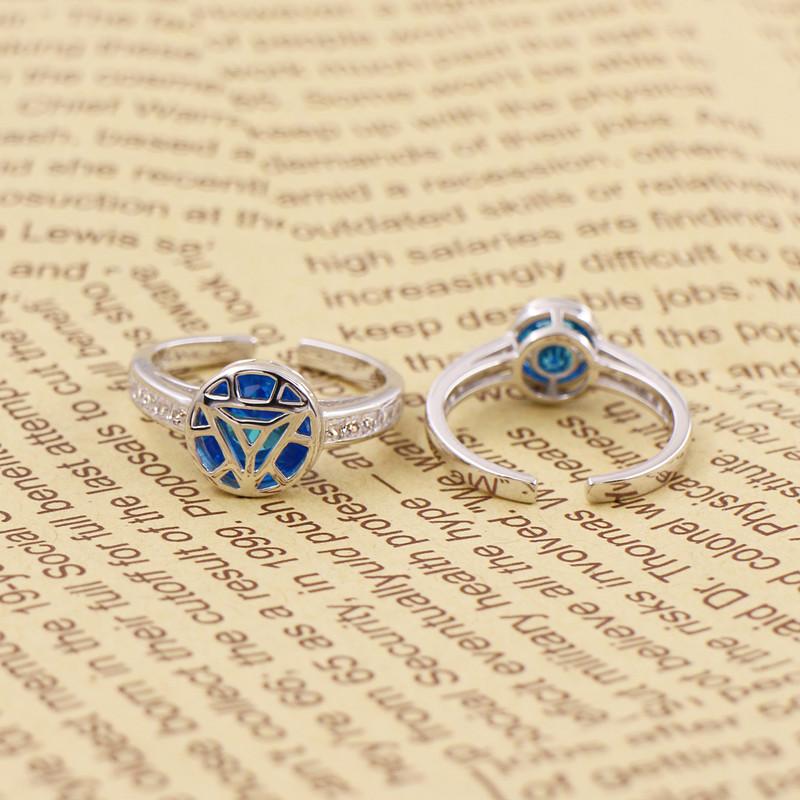 Iron Man Arc Reactor Ring for Men Women 925 Sterling Silver Jewelry Cosplay Props Couple Lovers Aniversary Engagement Xmas Gifts