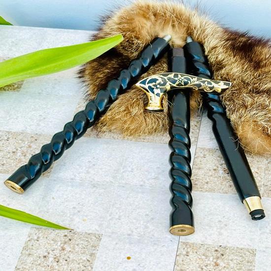 Victorian Flower Leaf Black Wooden Walking Stick Brass Cane Gift for Men Women Handmade Design Gift Everyday Use Best Gifts