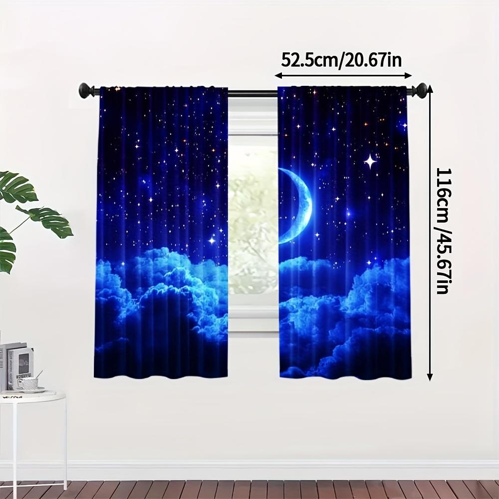 2Pcs Polyester Fantasy Night Sky Printing Window Curtains Birthday Party Decoration Backdrop Drapes for Living Room
