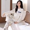 Women'S Pajamas Long-Sleeved Pure Cotton Pullover Simple Set Loose Large Size Casual Cotton Loungewear