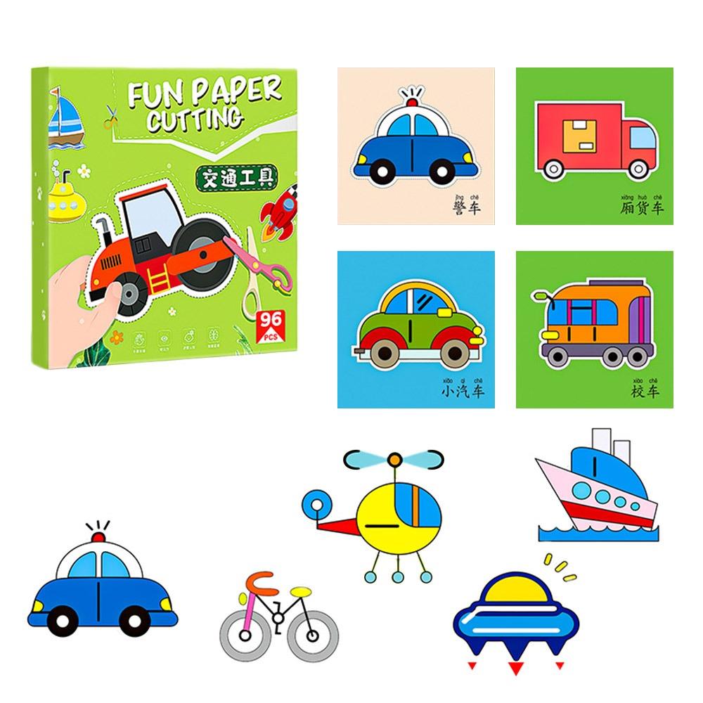 96PCS/Set Cut Paper Craft Toys Multicolor Preschool Cutting Practice Paper Art Toys  Kids Gifts
