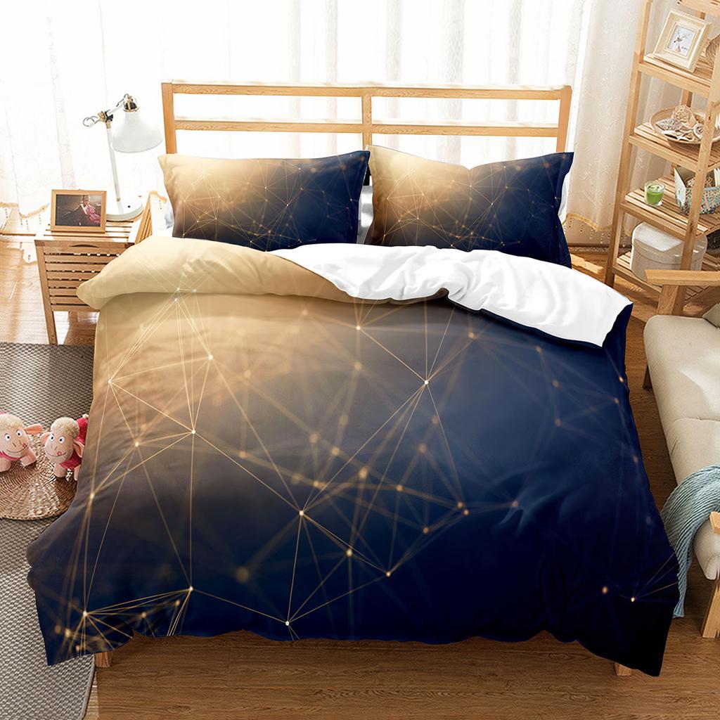 3D Abstract King Queen Duvet Cover Solid Geometry Bedding Set Rotate Three-dimensional Space 2/3pcs Polyester Soft Quilt Cover