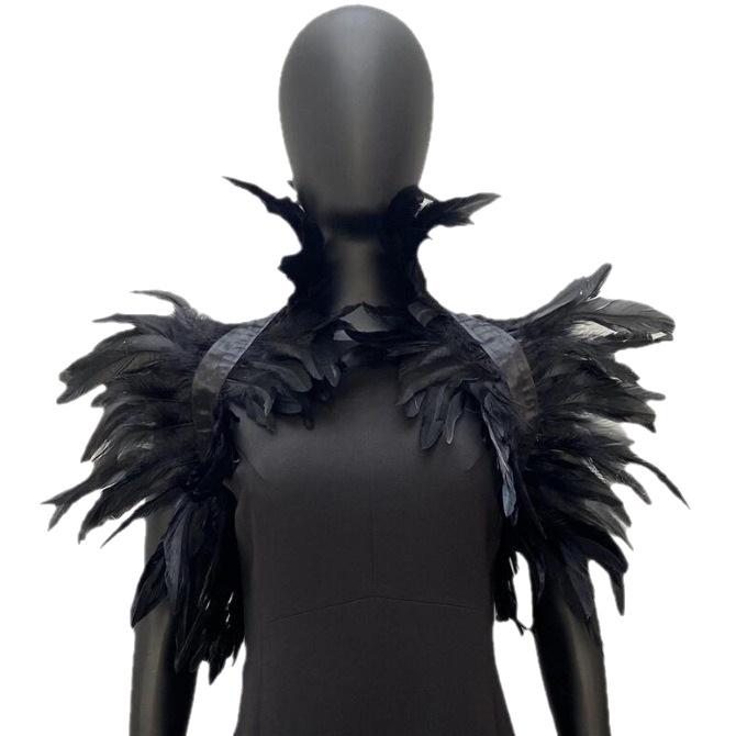 Feather Shawl & Cape: Elegant Faux Collar Vest and Scarf Combo