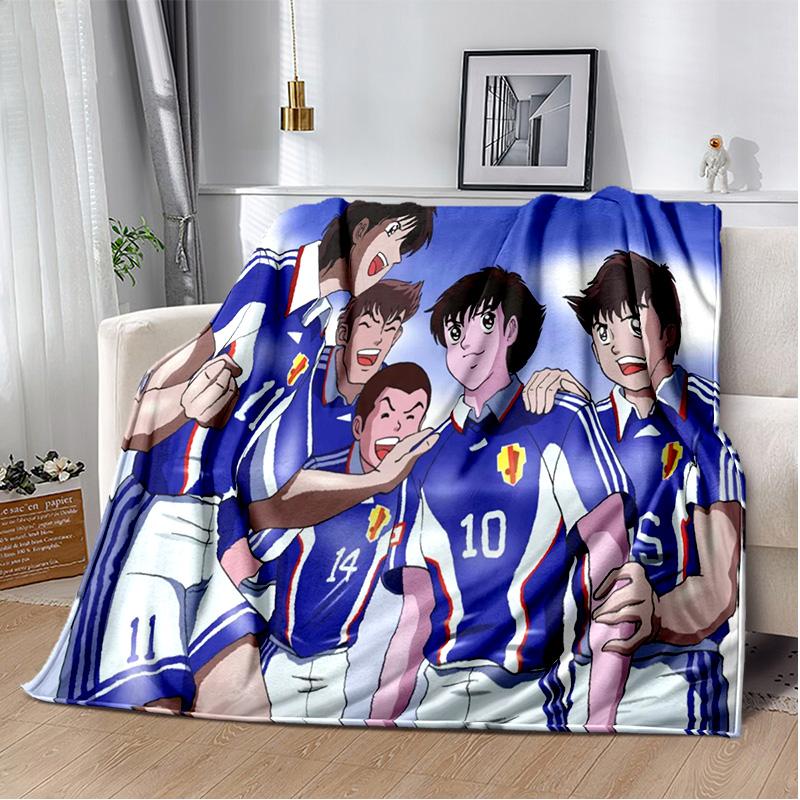 Anime Captain Tsubasa Fußball-Cartoon-Decke, weiche Überwurfdecke für Zuhause, Schlafzimmer, Bett, Sofa, Picknick, Reisen, Büro, Decke, Kind