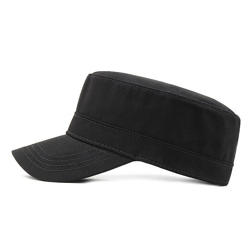 2022 Spring 100% Cotton Leisure Flat Top Hat Men Big Size Black Military Cap Fitted Navy Caps 56-58cm 58-60cm 60-62cm