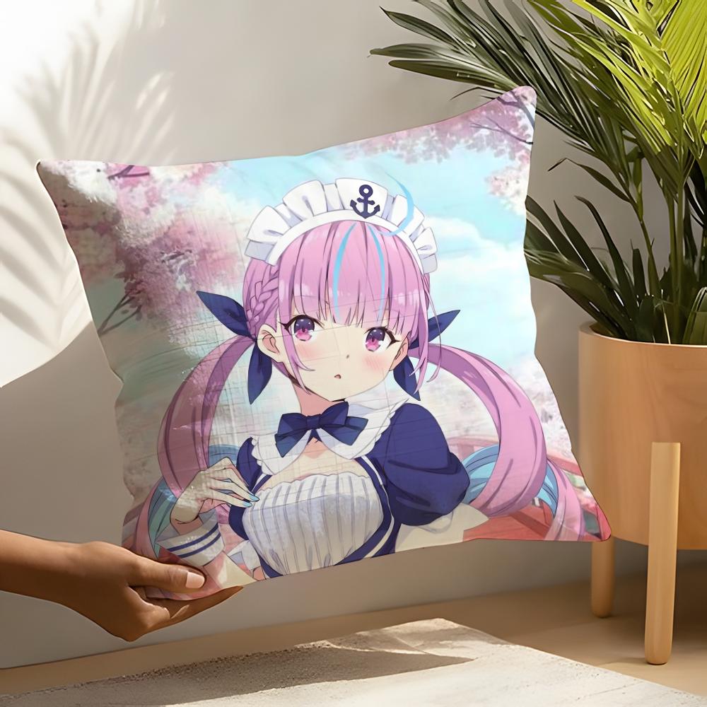 HHololive MMinato Aqua Pillow Case Home Living Room Decoration Linen Pillow Cases Cushion Cover