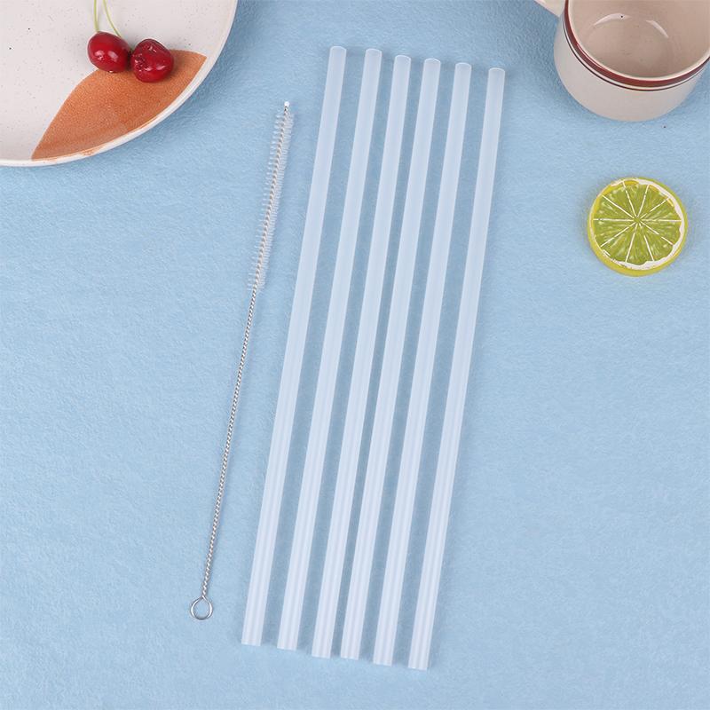 6Pcs Plastic Clear Straws Reusable Straw With Cleaning Brush 31Cm Drinking Straws For Water Bottle Travel Tumblers Accessories