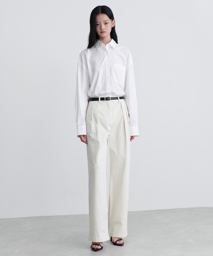 MUSINSA STANDARD WOMAN Women'S Reverse-To-Tuck Wide Chino Pants [Cream]