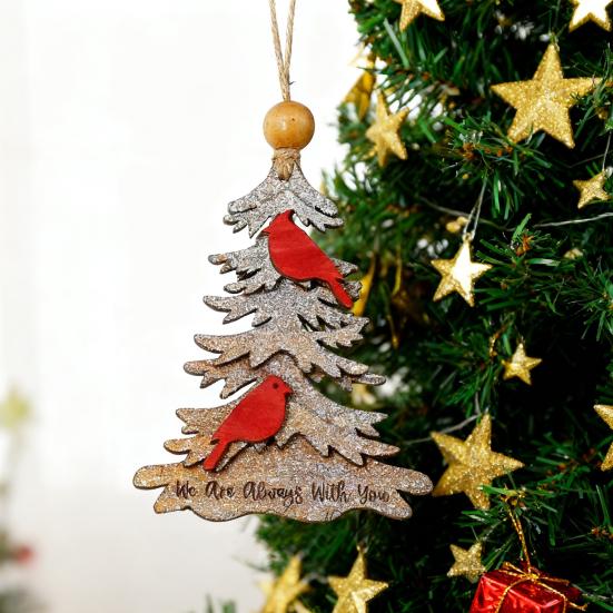 We Are Always with You Ornament Tree Shaped Wooden Christmas Ornament Sympathy Gift for Loss of Loved One