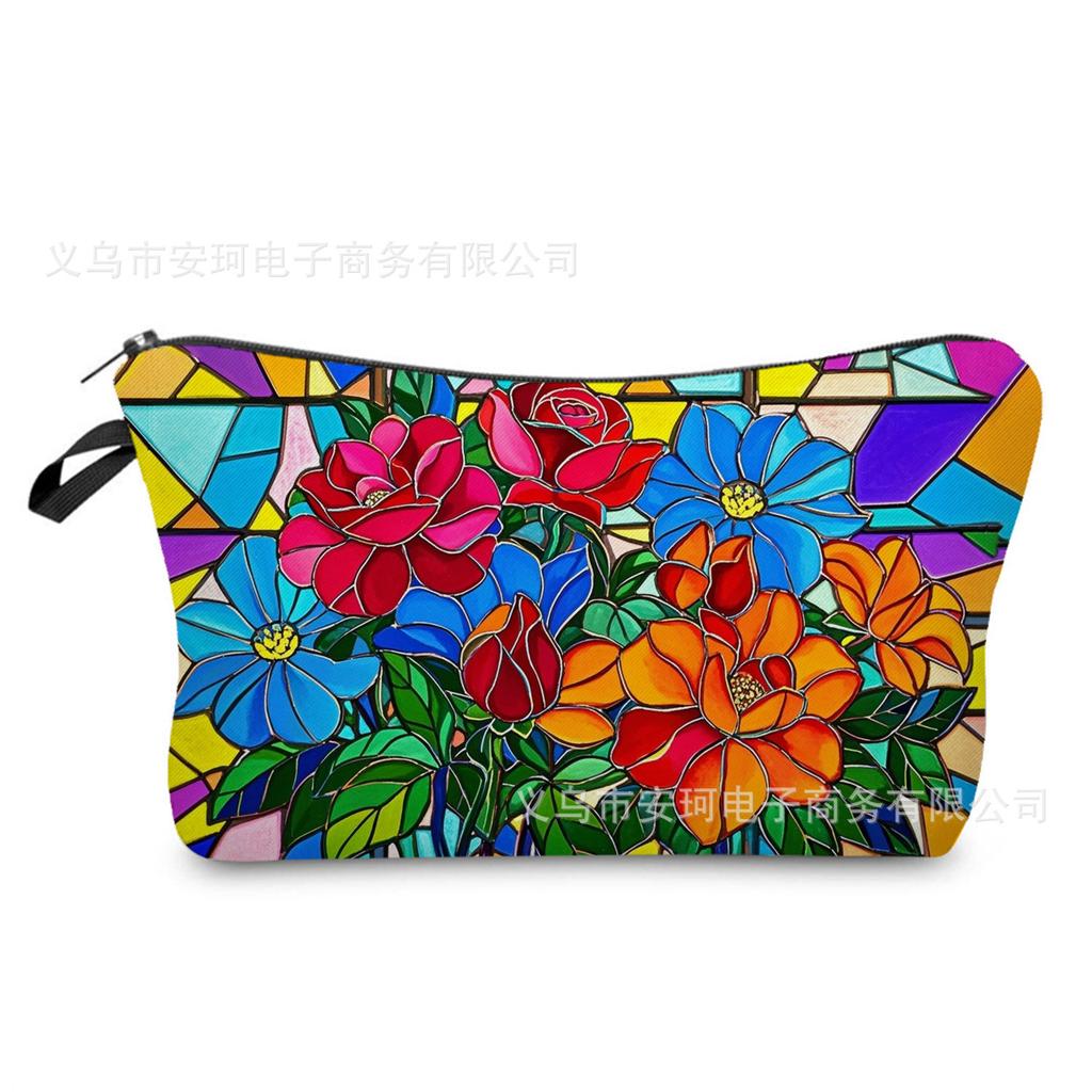 Floral Series Printed Cosmetic Bag, Gift Storage Bag, Practical Toilet Bag