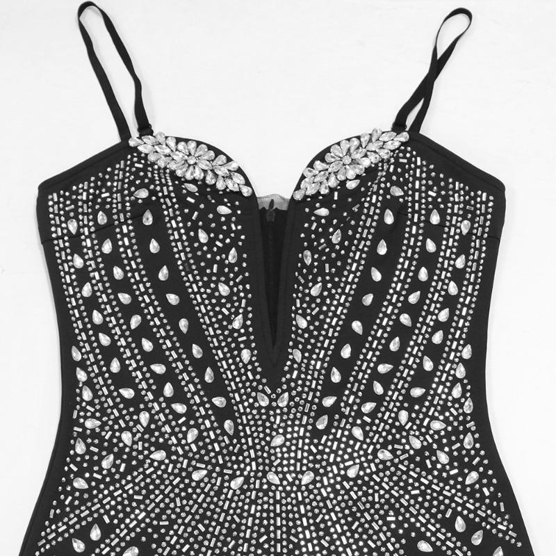 Robe sexy irrégulière à col licou et chaîne en diamant pour femme
