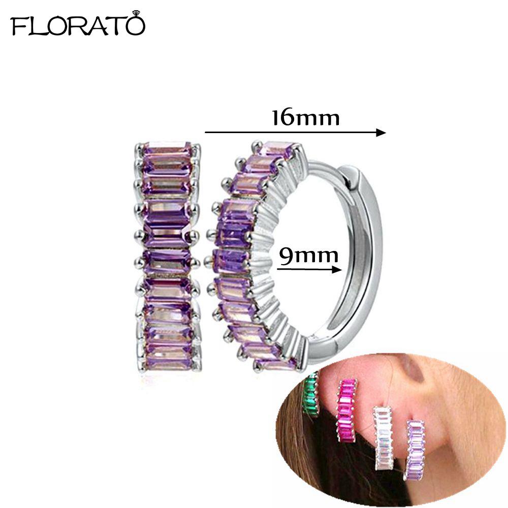 925 Silver Needle Elegant Purple Earrings Exquisite Small Hoop Earrings for Women Fashion Puncture Jewelry Accessories