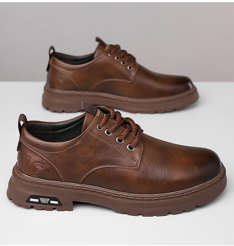 2024 Heren Retro Handgemaakte Leren Schoenen - Lente & Herfst, Slijtvast, Vetersluiting, Casual Werkkleding