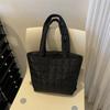 Solid Color Fashion Tote Bag Korean Style Quilted Handbag Cotton-padded Tote Bag  Daily Commute