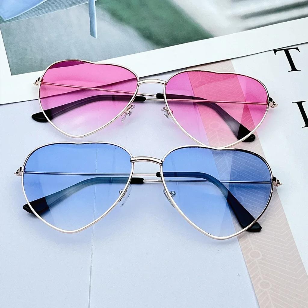 Vintage Gradient Heart Shaped Sun Glasses Alloy Frame For Ladies For Gents Glasses Designer Stylish Eye Glasses UV400 Shades Safety Glasses