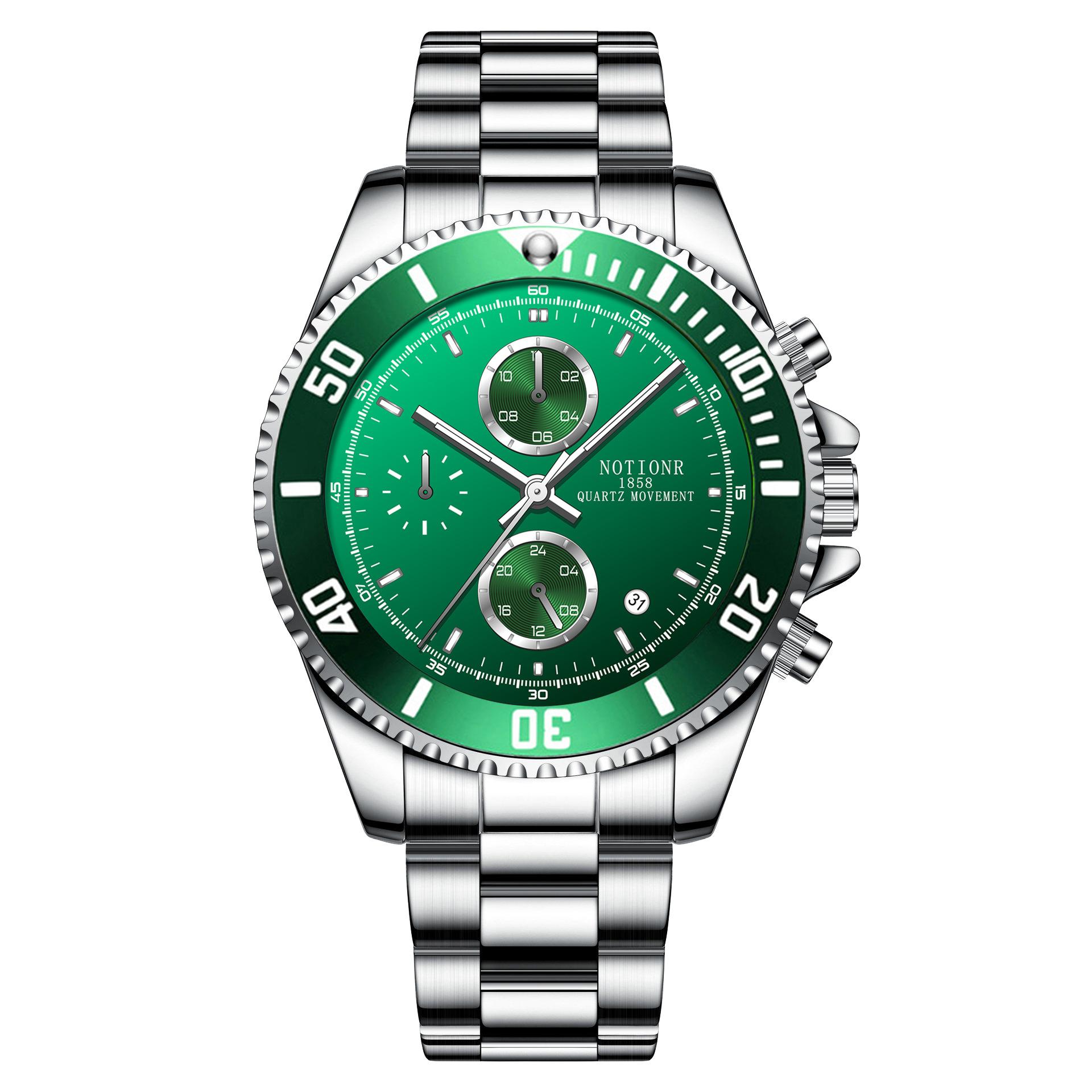 

Мода Діловий Чоловічий Годинник Мілітарі Чоловічий Годинник Багатоциферблатний Чоловічий Годинник Кварцовий Годинник Годинник з нержавіючої сталі срібний/зелений