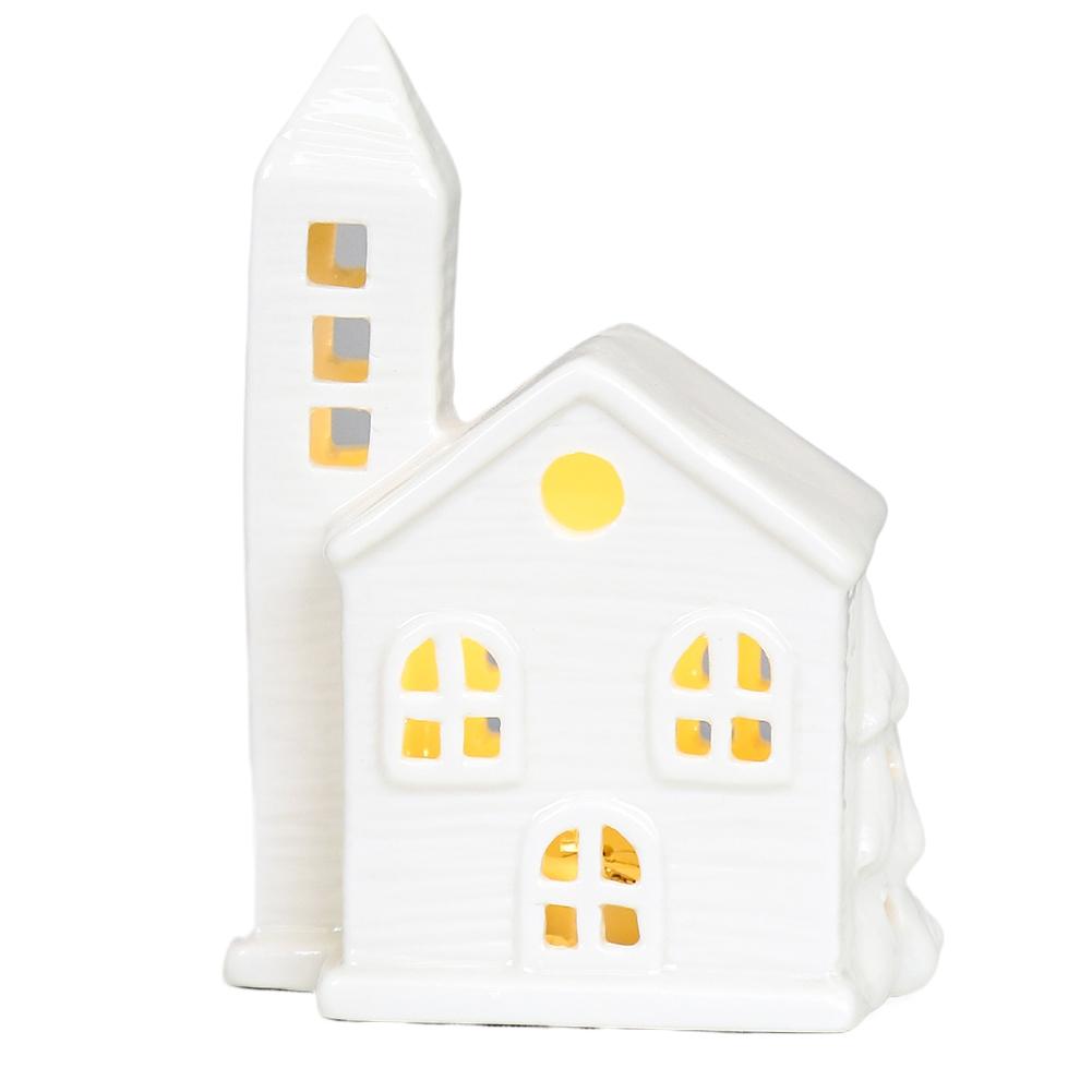 High-end Christmas Indoor Ornaments Village Lighted Ceramic Handmade Houses Xmas Holiday Farmhouse Rustic Decor For Home Table