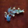 Retro Blue Koi Fish Earrings: Niche Hanfu Ear Hooks for Women