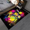 Colorful Drum Set Splash Art Carpet with Vibrant Black Background Style Suitable for Use As an Anti-slip for Living Room Bedroom Sofas