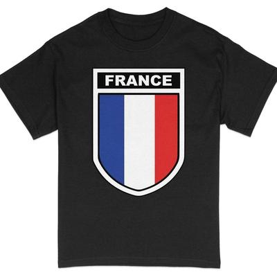 T-shirt Graphique Bouclier Drapeau Français, T-shirt Emblème Français Patriotique, Unisexe Décontracté#26 T-shirt Unisexe