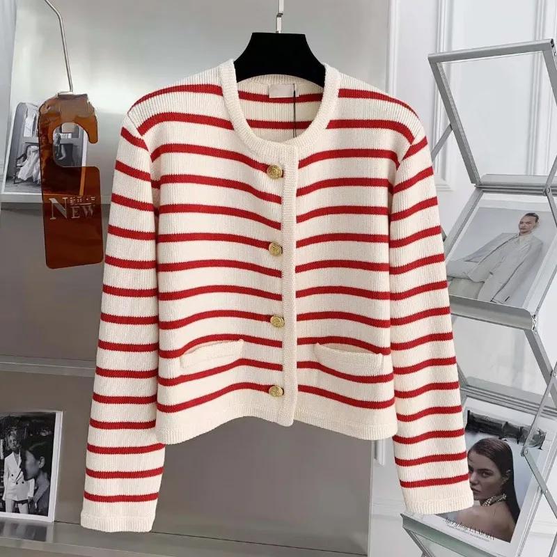Cardigan Women Long Vintage Top Autumn Women's Clothes Single Breasted Pullover  Female Stripe Jumper Korean Style