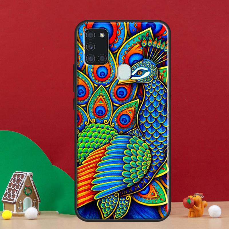 Bird Peacock Feather Case For Samsung Galaxy A54 A34 A14 A52 A32 A12 A22 A51 A71 A50 A13 A33 A53 A52S Phone Cover