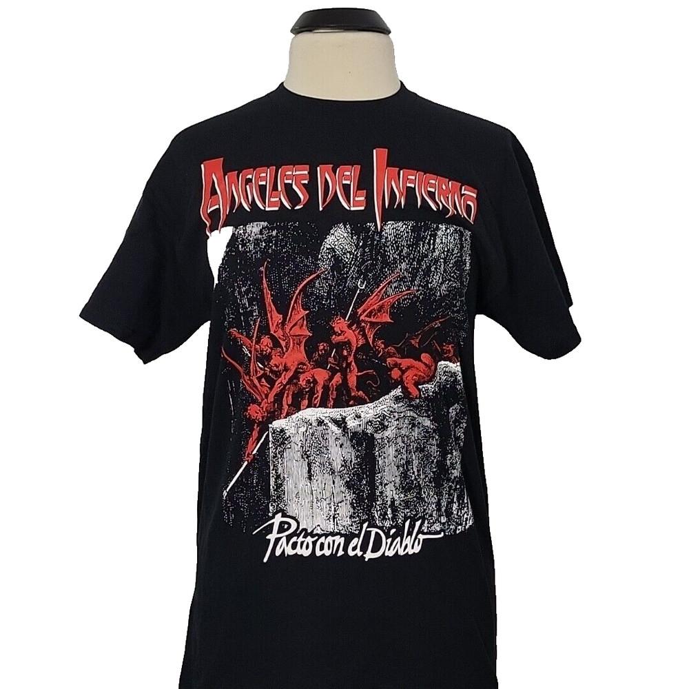 ANGELES DEL INFIERNO Pacto Con El Diablo XL T-Shirt Black Mens Band Logo Unisex T-Shirt M