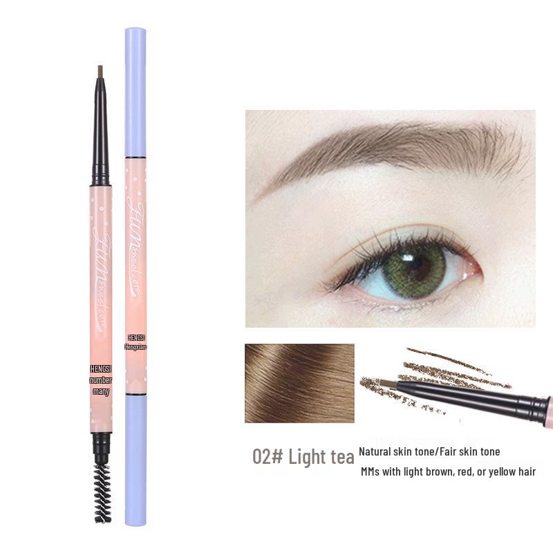 Henss Ultra-Fine Double-Ended Eyebrow Pencil - Waterproof, Sweatproof, Smudge-Proof, Colorfast, Natural, Super Fine.