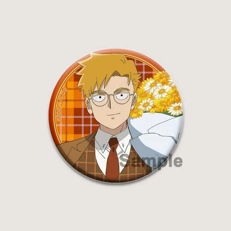 32/44/58mm Japanese Anime Mob Psycho 100 Badges On Backpack Accessories Lapel Pins Cartoon Brooches for Clothes Bag Decor Fans Gifts