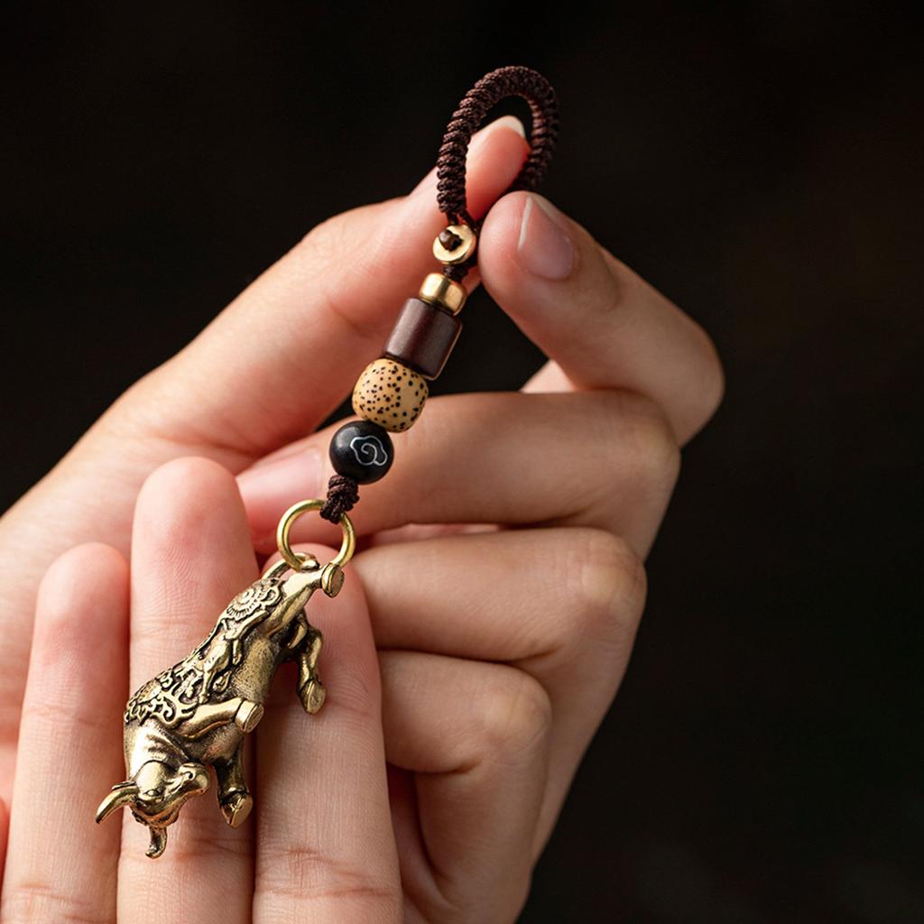 Kreativer Messing Stier Auto Schlüsselanhänger Anhänger Retro Alter Bullischer Anhänger Zubehör