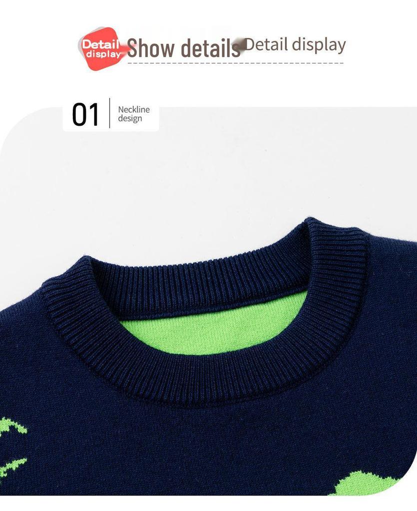 Maglione Jacquard Paesaggio Autunno/Inverno da Ragazzo - Manica Lunga, Caldo, Girocollo