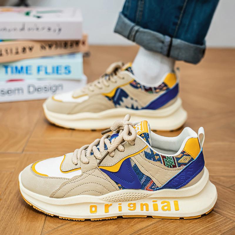 Platform Dad Shoes Men's Shoes Retro Casual Sports Shoes Spring New Splicing Trend Heightened Adolescent Men's Shoes